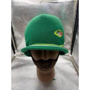 Mountain Dew Racing Beanie Hat Mens OS Green Visor Brim Knit Cap Promo NASCAR